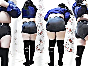 Short Black Jeans Big Bubble Butt Sexy Hot Ladyboy Crossdresser Sissy Femboy Big Ass Horny Cosplayer Model Homemade