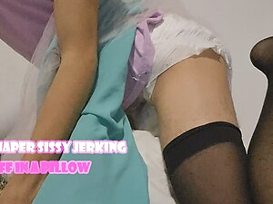 ABDL Diaper Sissy Jerking Off in a Pillow