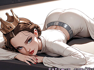 Futanari Padme Amidala Masturbating. From Star Wars. AI Generated.