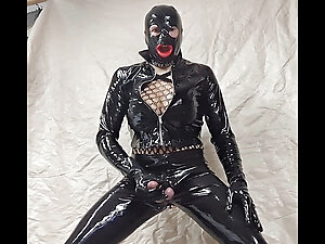 Sexy black latex leggings ,fishnet catsuit and high heels