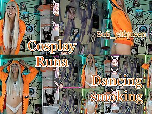 Runa cosplay smoking and dancing for you