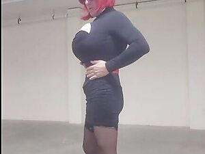 DeeDeeSlut69 in Tight Dress Heels and Pink Bra - Modeling