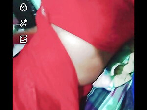 Indian Gay Crossdresser XXX in Red Saree Fingering in His Ass