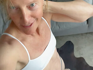 This is me waking up and getting out of bed, picking out my bra and panties, and then going outside on my patio, which is always fun .  Sometimes my neighbors see me.