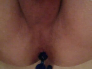 Pushing some blue balls out of my tight hole...