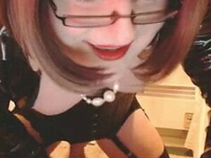 Slutty TGirl shemale plays and cums everywhere!
