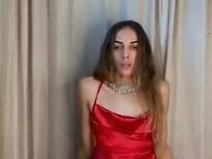 big cock shemale in red night dress