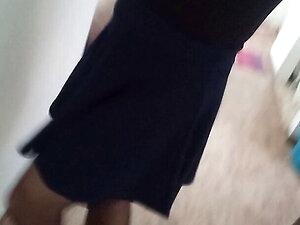 Colombian Crossdresser walking and touch herself
