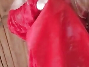 Red vinyl dress for candice French crossdresser